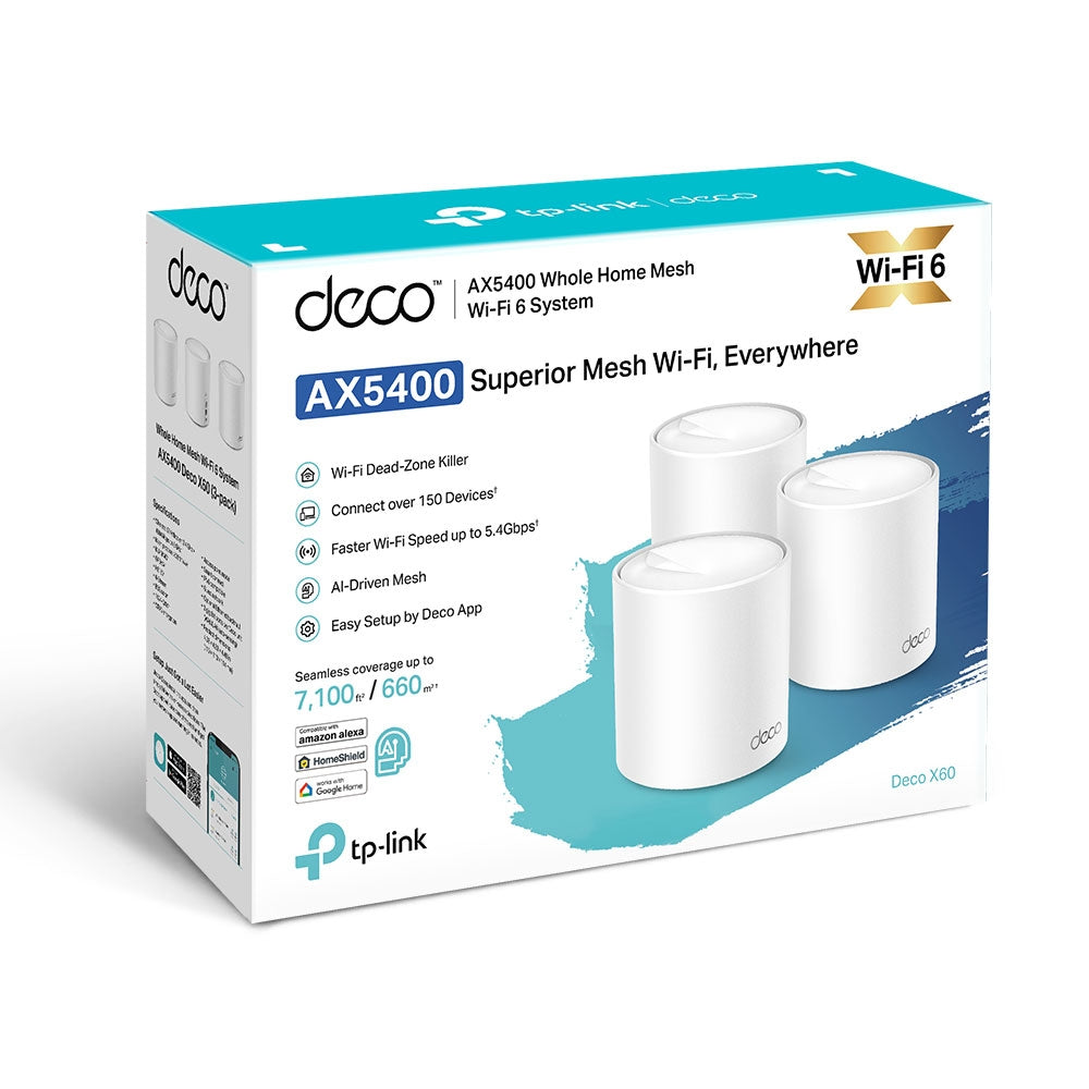 TP LINK Deco X60 AX5400 Whole Home Mesh Wi-Fi 6 System– 3-Pack Price In Pakistan