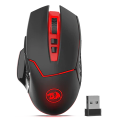 Redragon M692-1 Blade Wireless Gaming Mouse MMO 9 Button Ambidextrous Programmable Cordless Computer Mice, 4800 DPI for Windows PC Gamer (Wireless Red LED Backlit)