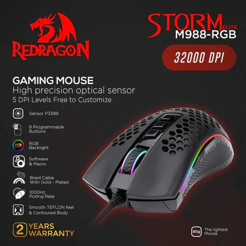 Redragon M988-RGB Storm Elite Black Gaming Mouse