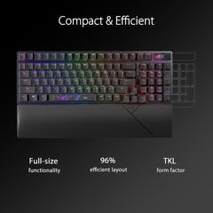 ASUS ROG Strix Scope II 96 Wireless Gaming Keyboard (X901) with tri-mode connection, streamer hotkeys, multifunction controls, hot-swappable