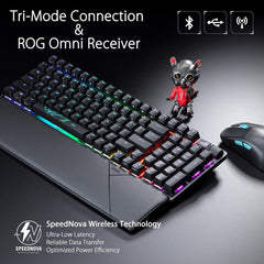 ASUS ROG Strix Scope II 96 Wireless Gaming Keyboard (X901) with tri-mode connection, streamer hotkeys, multifunction controls, hot-swappable