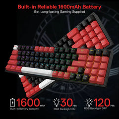 Redragon K628 CTB Pollux Pro 75% 3-Mode Wireless RGB Gaming Keyboard, 78 Keys Hot-Swappable Compact Mechanical Keyboard w/Hot-Swap Free-Mod PCB Socket, Dedicated Arrow Keys & Numpad, Red Switch