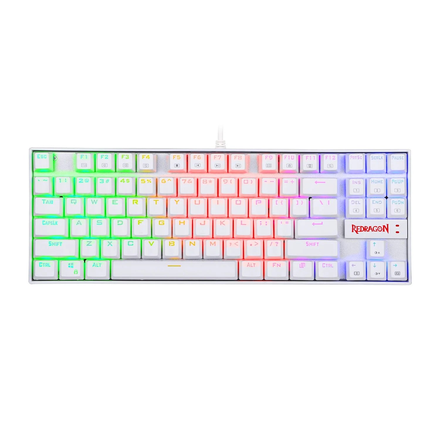 Redragon K552W Kumara White Mechanical Gaming Keyboard RGB LED Backlit Wired with Anti-Dust Proof Switches for Windows PC (White, 87 Key Blue Switches)