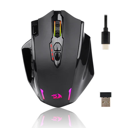 Redragon M913 Impact Elite Wireless Gaming Mouse, 16000 DPI Wired/Wireless RGB Gamer Mouse with 16 Programmable Buttons, 45 Hr Battery and Pro Optical Sensor, 12 Side Buttons MMO Mouse