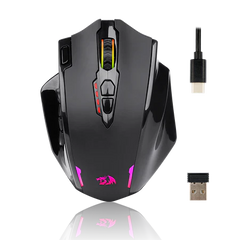 Redragon M913 Impact Elite Wireless Gaming Mouse, 16000 DPI Wired/Wireless RGB Gamer Mouse with 16 Programmable Buttons, 45 Hr Battery and Pro Optical Sensor, 12 Side Buttons MMO Mouse