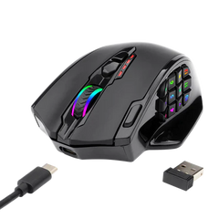 Redragon M913 Impact Elite Wireless Gaming Mouse, 16000 DPI Wired/Wireless RGB Gamer Mouse with 16 Programmable Buttons, 45 Hr Battery and Pro Optical Sensor, 12 Side Buttons MMO Mouse