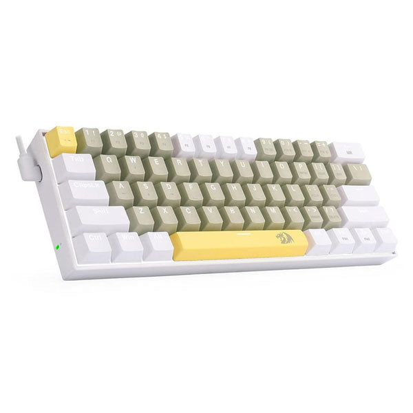 REDRAGON K606 LAKSHMI White LED 60% Gaming Mechanical Keyboard – Brown Switches (YELLOW, GREY & WHITE)