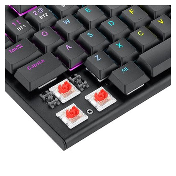 Redragon K618 Horus Wireless RGB Mechanical Keyboard, Bluetooth/2.4Ghz/Wired Tri-Mode Ultra-Thin Low Profile Gaming Keyboard w/No-Lag Cordless Connection, Dedicated Media Control & Linear Red Switch