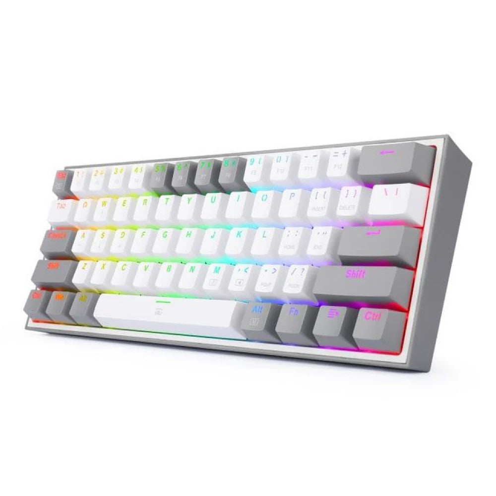 REDRAGON K616 FIZZ PRO RGB BLUETOOTH WIRELESS MECHANICAL GAMING KEYBOARD 61 KEYS, RED SWITCHES (WHITE GREY )