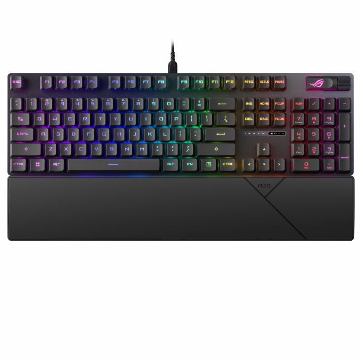 ASUS ROG Strix Scope II RX Gaming Keyboard (XA11) with pre-lubed ROG RX optical Red switches, IP57 waterproof protection, sound-dampening foam, PBT doubleshot keycaps