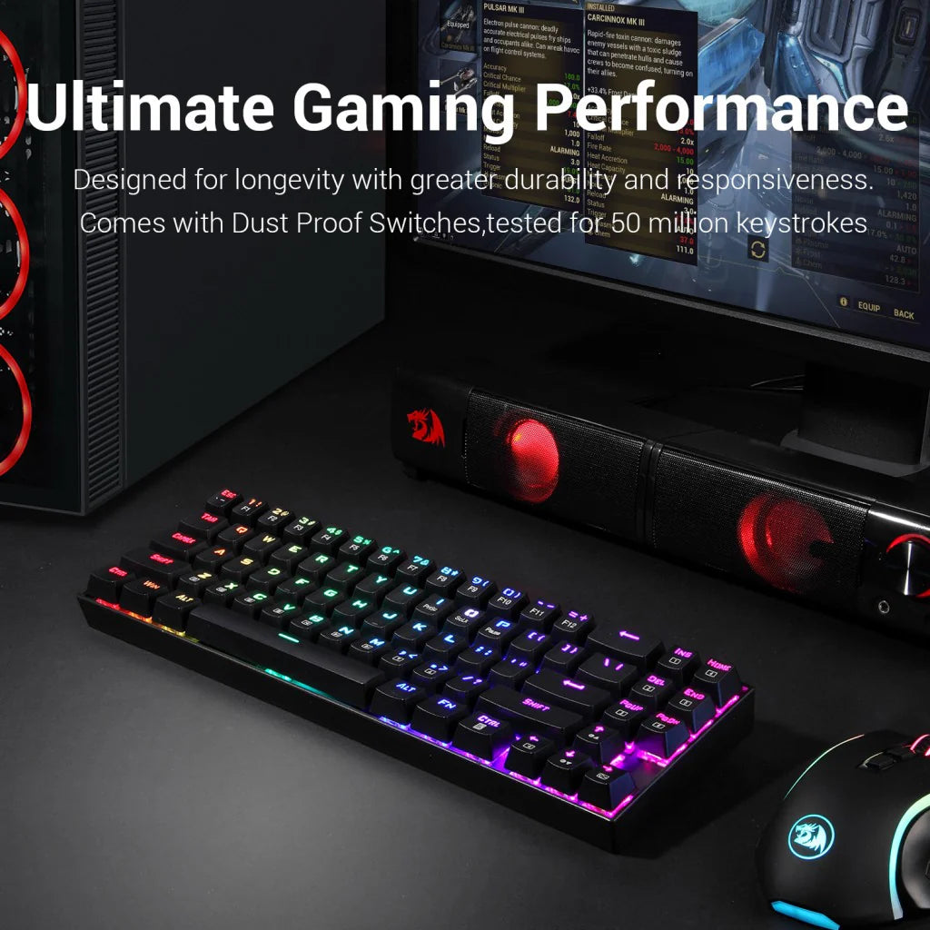 REDRAGON K599 KRS DEIMOS RGB WIRELESS MECHANICAL GAMING KEYBOARD, 70 KEYS TENKEYLESS RED SWITCHES