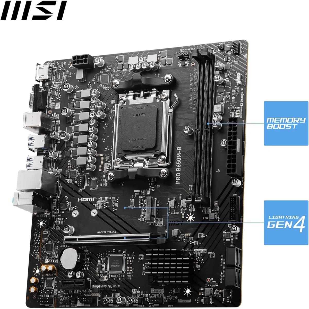 MSI Pro B650M-B DDR5 AMD AM5 microATX Motherboard