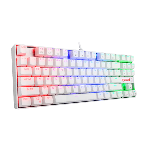 Redragon K552W Kumara White Mechanical Gaming Keyboard RGB LED Backlit Wired with Anti-Dust Proof Switches for Windows PC (White, 87 Key Blue Switches)