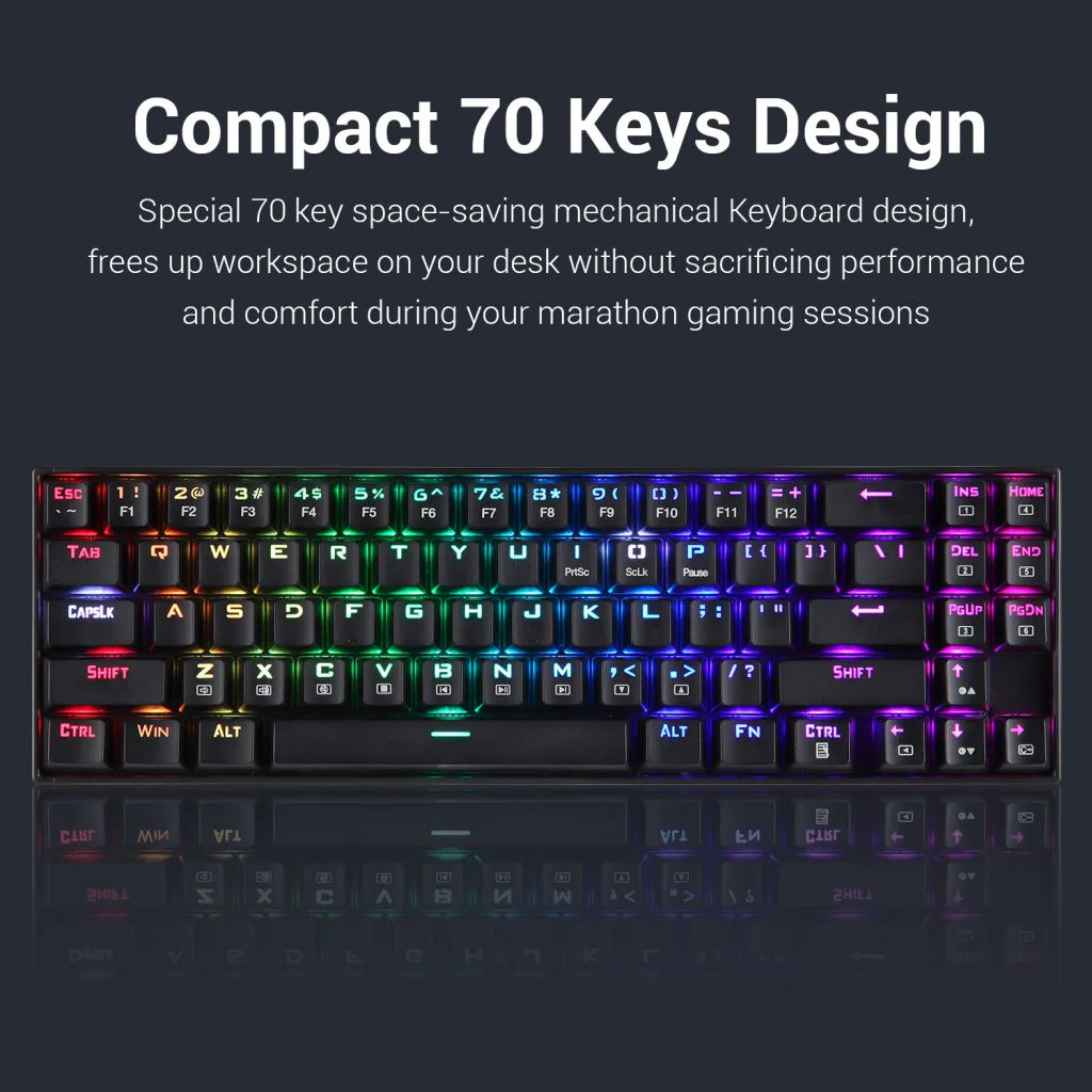 REDRAGON K599 KRS DEIMOS RGB WIRELESS MECHANICAL GAMING KEYBOARD, 70 KEYS TENKEYLESS RED SWITCHES